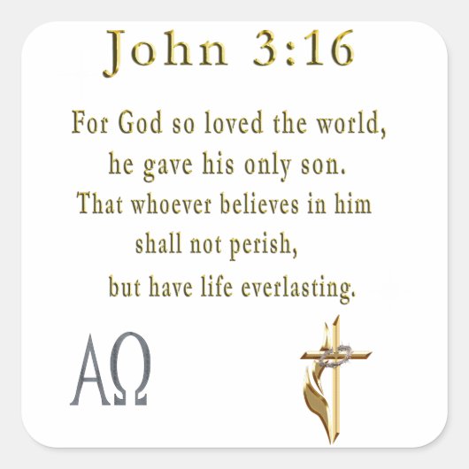 John 3:16 vierkante sticker (Voorkant)