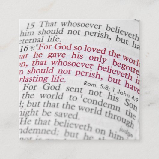 John 3:16 vierkante visitekaartje (Voorkant)