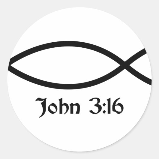 John 3:16 Vis Ronde Sticker (Voorkant)