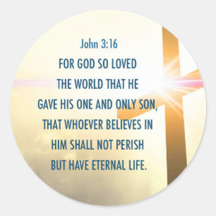 John 3:16 Voor God die zo geliefd is bij de wereld Ronde Sticker
