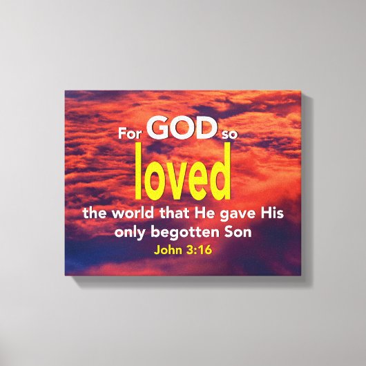 John 3:16 VOOR GOD ZO Christelijk VAN DE WERELD Canvas Afdruk (Voorkant)