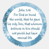 John 3:16 Voor God zo geliefd bij de wereld Kerstm Ronde Sticker (Voorkant)