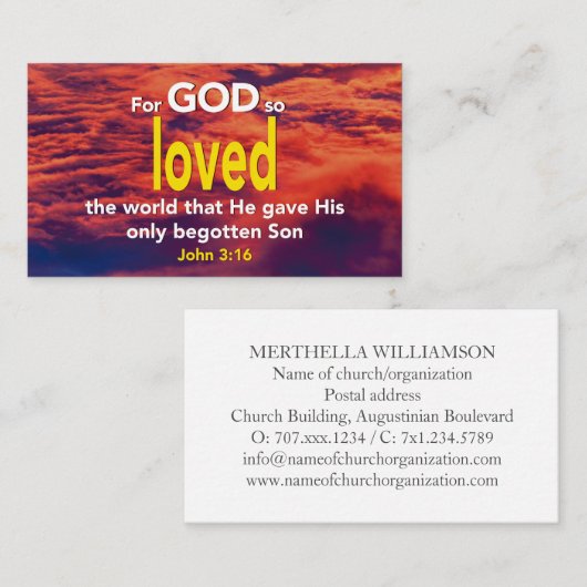 John 3:16 | VOOR GOD ZODANIG VAN DE WERELDWIJDE Ma Visitekaartje (Voorkant / Achterkant)
