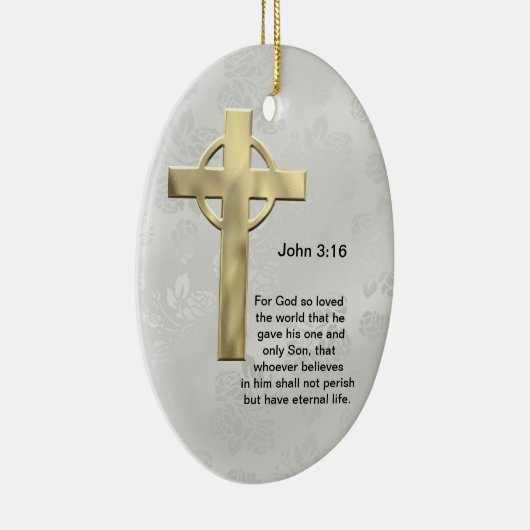John 3:16 (wit) keramisch ornament (Rechts)