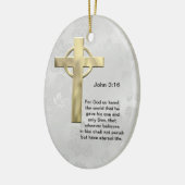 John 3:16 (wit) keramisch ornament (Links)