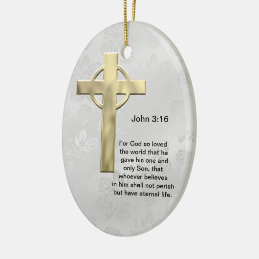 John 3:16 (wit) keramisch ornament (Links)