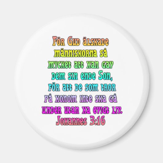 John 3:16 Zweeds Magneet (Voorkant)