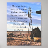 John 3:8, Bijbelvers Poster (Voorkant)