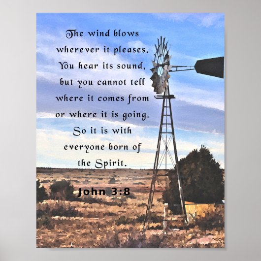 John 3:8, Bijbelvers Poster (Voorkant)
