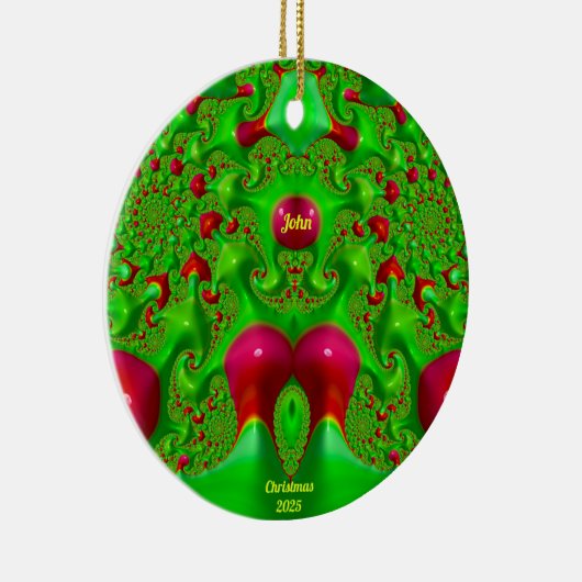 JOHN ~ 3D KERSTCERISE GROEN 2025 KERAMISCH ORNAMENT (Rechts)