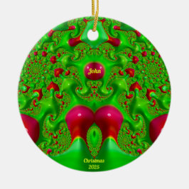 JOHN ~ 3D KERSTCERISE GROEN 2025 KERAMISCH ORNAMENT