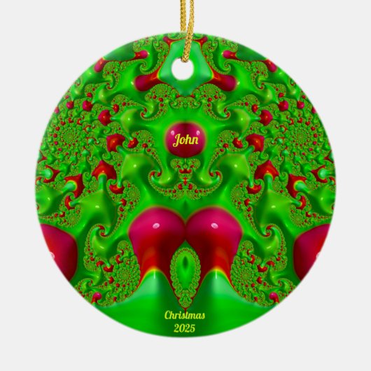 JOHN ~ 3D KERSTCERISE GROEN 2025 KERAMISCH ORNAMENT (Voorkant)