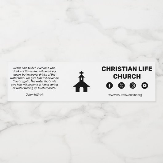 John 4:13-14 Kerk Water Label Waterfles Etiket (Enkel label)
