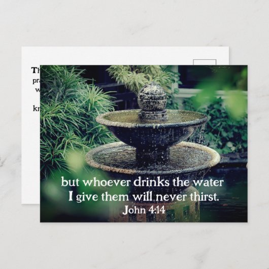 John 4:14 Wie het water drink dat ik bijbel geef Briefkaart (Voorkant / Achterkant)