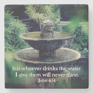 John 4:14 Wie het water drink dat ik bijbel geef Stenen Onderzetter