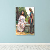John 4 Jesus biedt Living Water Canvas aan (Insitu (Houten vloer))
