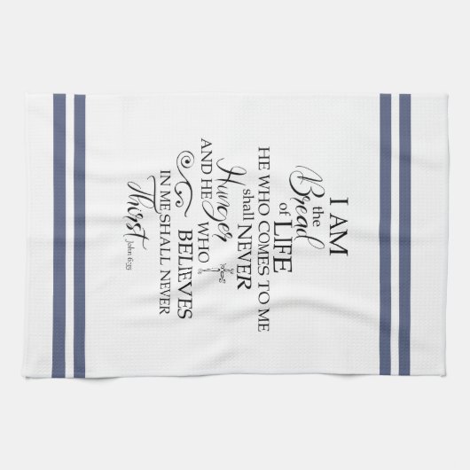 John 635 Brood van het Zachte Blauwe Inspirerend v Theedoek (Horizontaal)