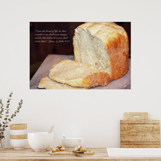 John 6:35 het Poster van de Manuscript (Keuken)