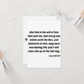 John 6:40 KJV Bijbel Vast Wenskaart Kaart (Voorkant / Achterkant in situ)