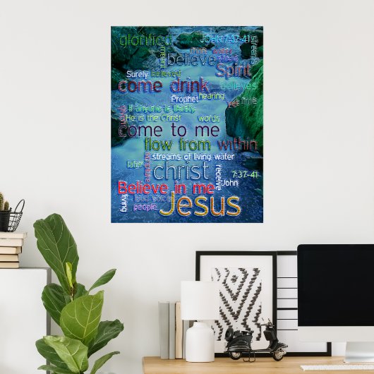 John 7:37-41 Rushing Stream Poster (Thuiskantoor)