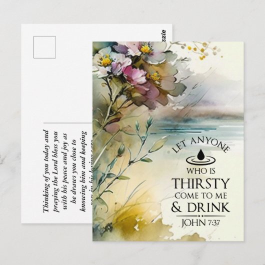 John 7:37 Iedereen die dorst heeft, komt naar mij  Briefkaart (Voorkant / Achterkant)