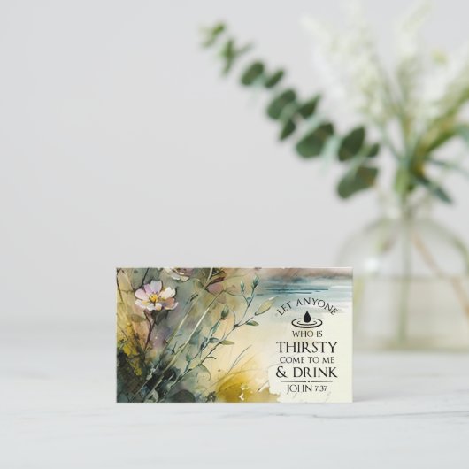 John 7:37 Iedereen die dorst heeft, komt naar mij Visitekaartje (Staand voorkant)