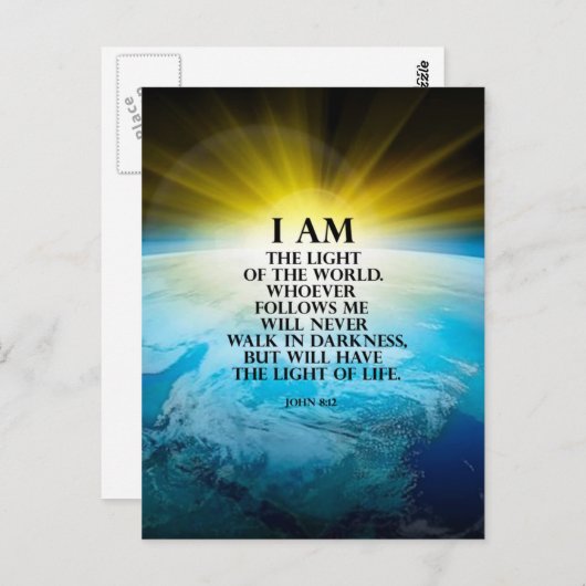 John 8:12 briefkaart (Voorkant / Achterkant)