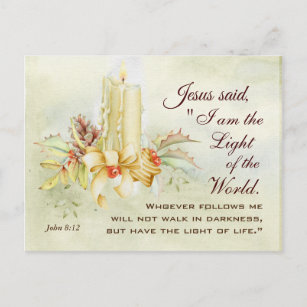 John 8:12 Jezus zei dat ik het licht van de wereld Briefkaart