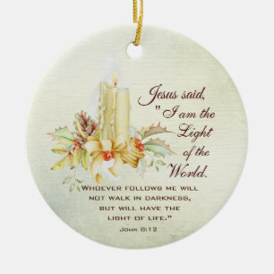 John 8:12 Jezus zei dat ik het licht van de wereld Keramisch Ornament