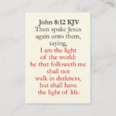 John 8:12 KJV Kaarten - Kaars - Licht van de Werel Visitekaartje (Achterkant)