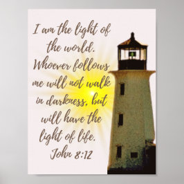 John 8:12 met vuurtoren poster