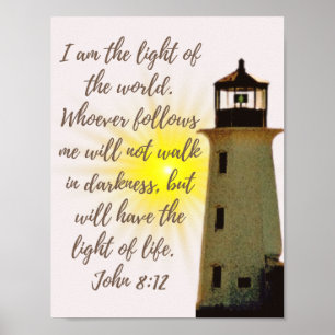 John 8:12 met vuurtoren poster