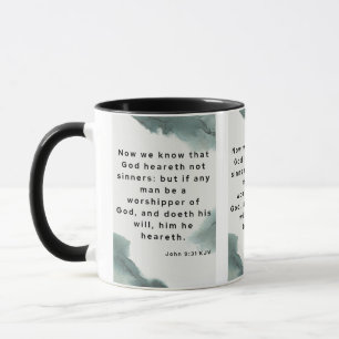 John 9:31 KJV Bijbel Verse Pic Two-Tone Mok