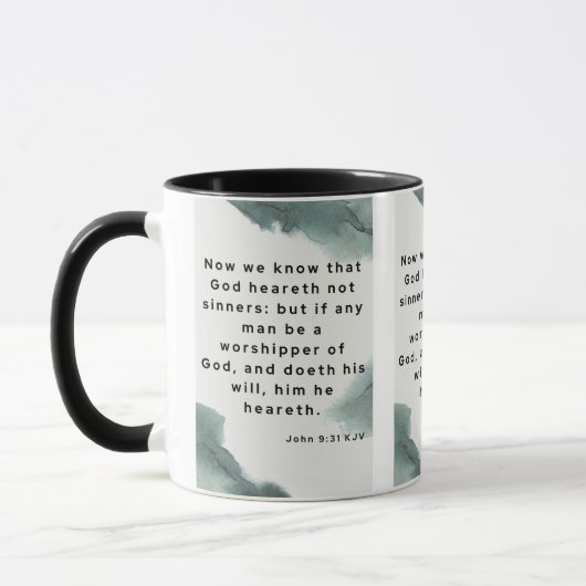 John 9:31 KJV Bijbel Verse Pic Two-Tone Mok (Links)