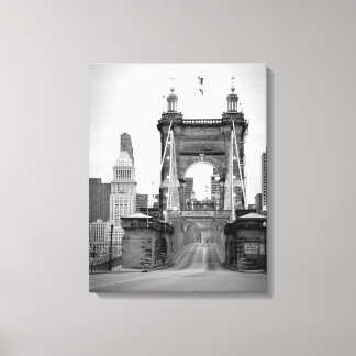 John A. Roebling Bridge, Cincinnati, OH Canvas Afdruk