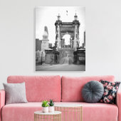 John A. Roebling Bridge, Cincinnati, OH Canvas Afdruk (Insitu (Woonkamer))