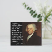 John Adams "Feiten zijn koppige dingen" Citaat Briefkaart (Staand voorkant)