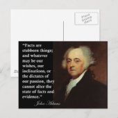 John Adams "Feiten zijn koppige dingen" Citaat Briefkaart (Voorkant / Achterkant)