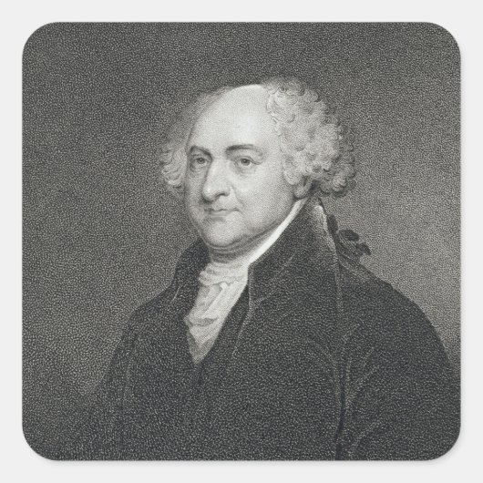 John Adams, gegraveerd door James Barton Longacre Vierkante Sticker (Voorkant)