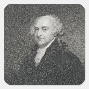 John Adams, gegraveerd door James Barton Longacre  Vierkante Sticker