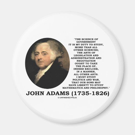 John Adams Science of Government Politics Quote Magneet (Voorkant)