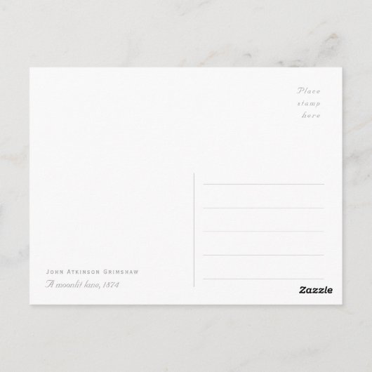 John Atkinson Grimshaw A moonlit lane 1874 Briefkaart (Achterkant)