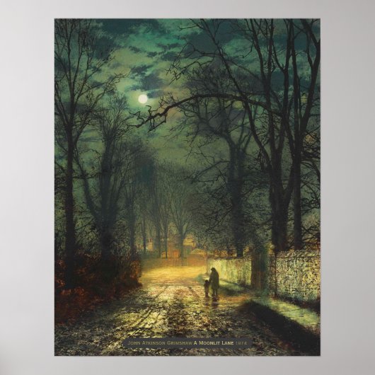 John Atkinson Grimshaw A moonlit lane 1874 CC0325 Poster (Voorkant)