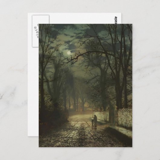 John Atkinson Grimshaw - Een moonlit rijstrook Briefkaart (Voorkant / Achterkant)