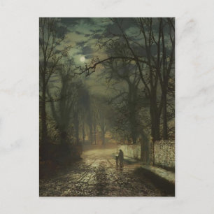 John Atkinson Grimshaw - Een moonlit rijstrook Briefkaart