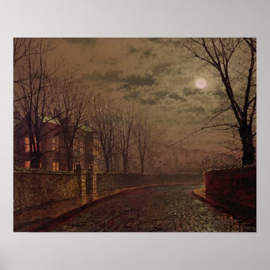 John Atkinson Grimshaw | Moonlit Street Scene, 188 Poster (Voorkant)