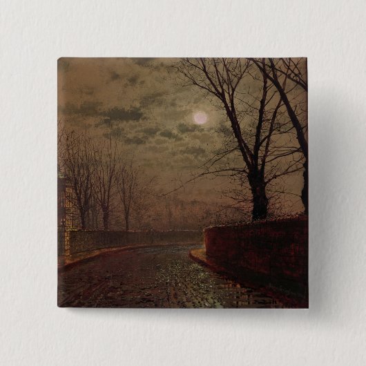 John Atkinson Grimshaw | Moonlit Street Scene, 188 Vierkante Button 5,1 Cm (Voorkant)