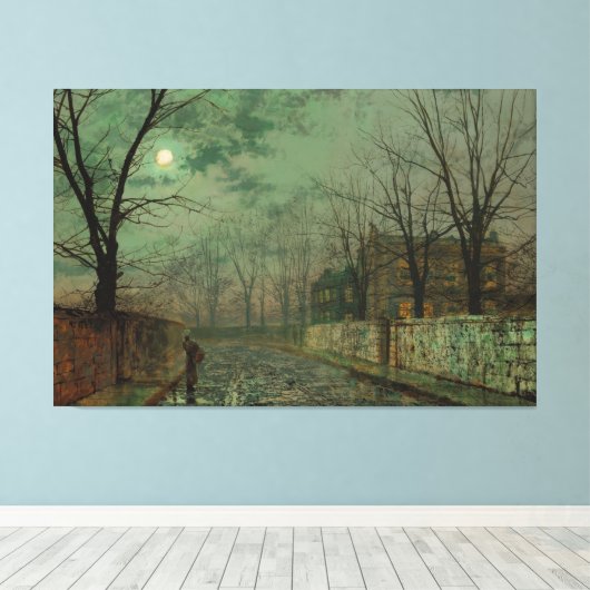 John Atkinson Grimshaw - Onder de zilveren maan Canvas Afdruk (Insitu (Houten vloer))