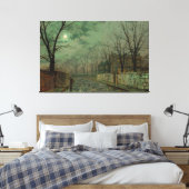 John Atkinson Grimshaw - Onder de zilveren maan Canvas Afdruk (Insitu (Slaapkamer))