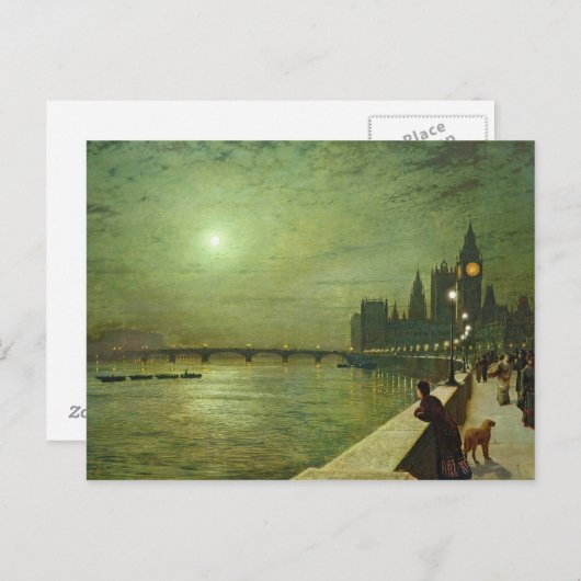John Atkinson Grimshaw - Reflecties on the Thames Briefkaart (Voorkant / Achterkant)